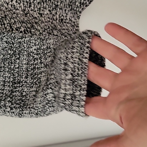 John + Jenn Knit Ribbed sweater White Black Chunky Mockneck sz.L Wool Blend Soft - Picture 6 of 16